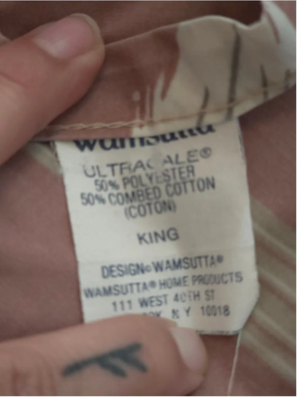 RARE Vintage 80's Wamsutta King Sheet SET Pink Beige Bamboo Print Boho 4Pc Set